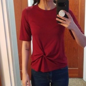 TOPSHOP Red twisted front blouse
